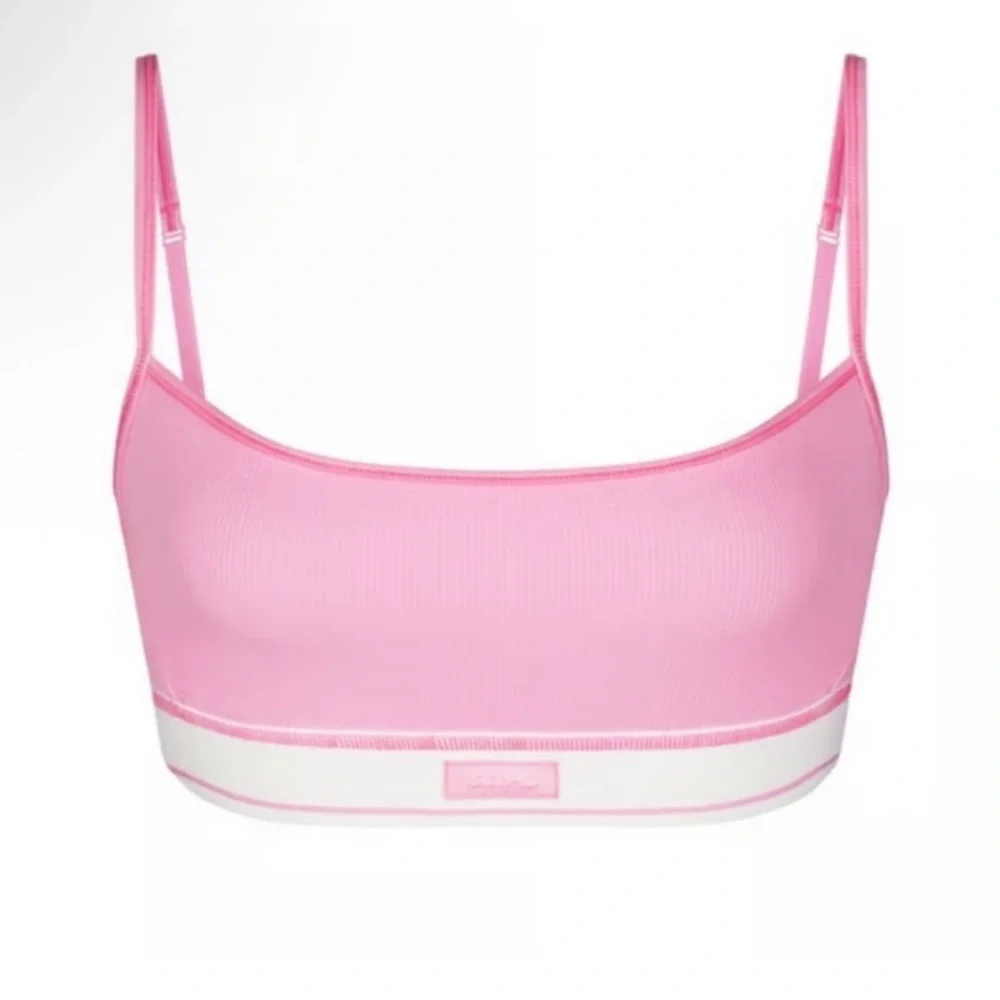 SKIMS COTTON RIB SCOOP BRALETTE | BUBBLE GUM | NWOT. XS. - Picture 2 of 2